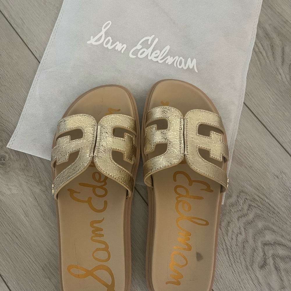 Sam Edelman Metallic Gold Slide Sandals